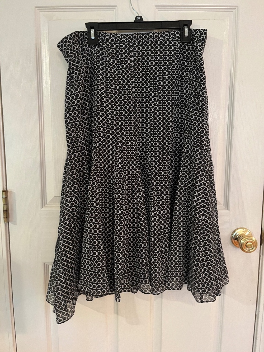 JNY Vintage Y2K Black White 100% Silk Flared Skirt Plus 16W